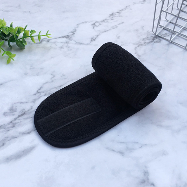 Head Bands Adjustable Wide Hairband Yoga Spa Bath Shower Makeup Wash Face Cosmetic Headband for Women Ladies Make Up Accessories - Black, 60cm-8.5cm