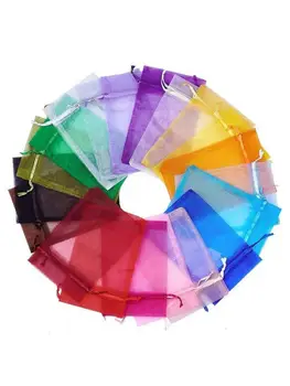

100PCS Sheer Drawstring Organza Bags Transparent Organza Pouches Drawstring Mesh Bags for Cookies Candy Gift ,5.11*7.09in