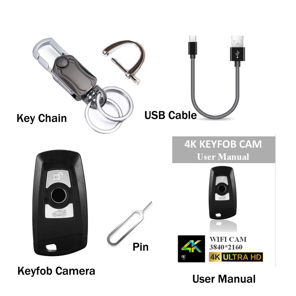 Автомобильный ключ камера 4K UHD брелок wifi камера сенсор Видеокамера движения DVR микро Спорт DV видео безопасности
