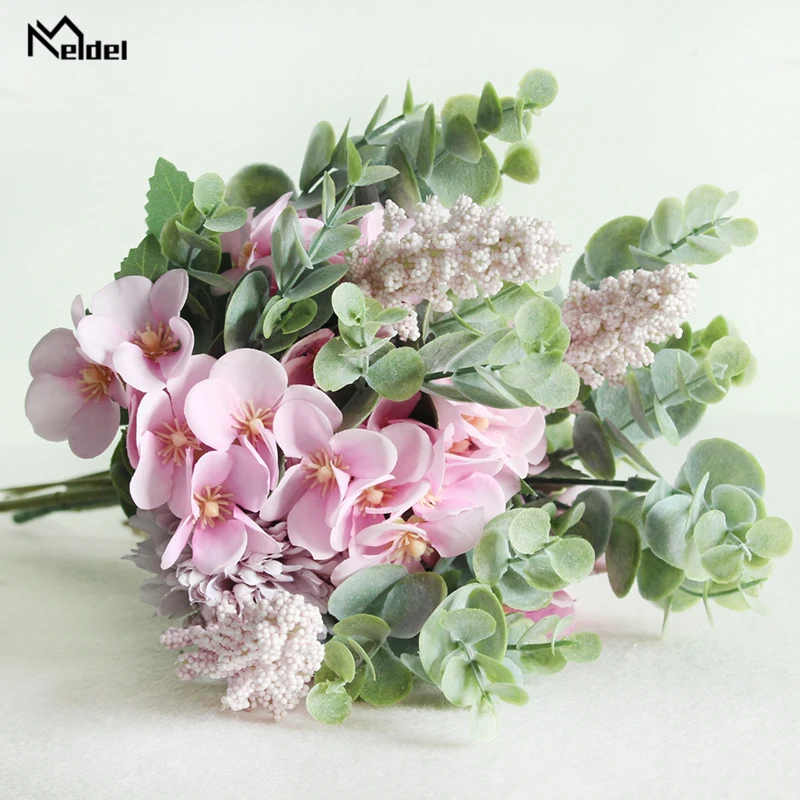 Pink-purple Meldel, смешанные, сделай сам, вечерние, для украшения, шелк, искусственный цветок, маленький крабяблок, свадебные фальшивые цветы, праздничные принадлежности, домашний декор, Flore - Цвет: Pink-purple