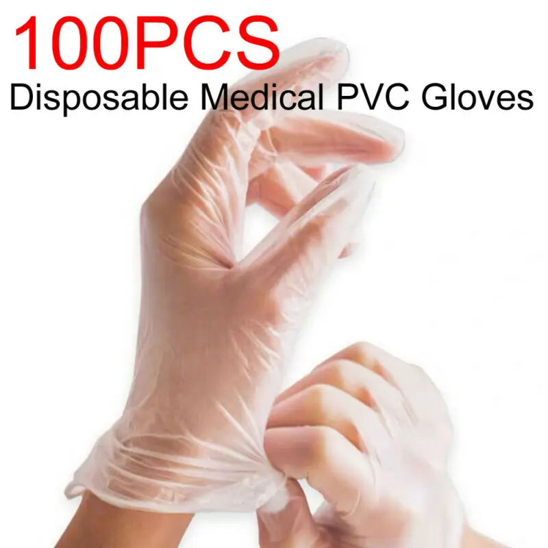 

100pcs Disposable Powder Free Polyvinyl Chloride Gloves Food Medical Surgical Hand Protective Non Contact Anti Bacteria Glove