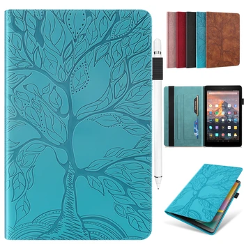 

Case For Amazon HD10 HD 10 Embossing Tree Leather Cover For Coque Amazon Kindle Fire HD10 HD 10 2017 2019 10.0 inch Cover Cases