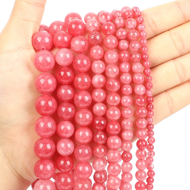 Red Faceted Agate Natural Stone Beads Crystal Round Loose Spacer Bead For  Jewelry Making DIY Needlework Bracelets Necklace 4-12MM