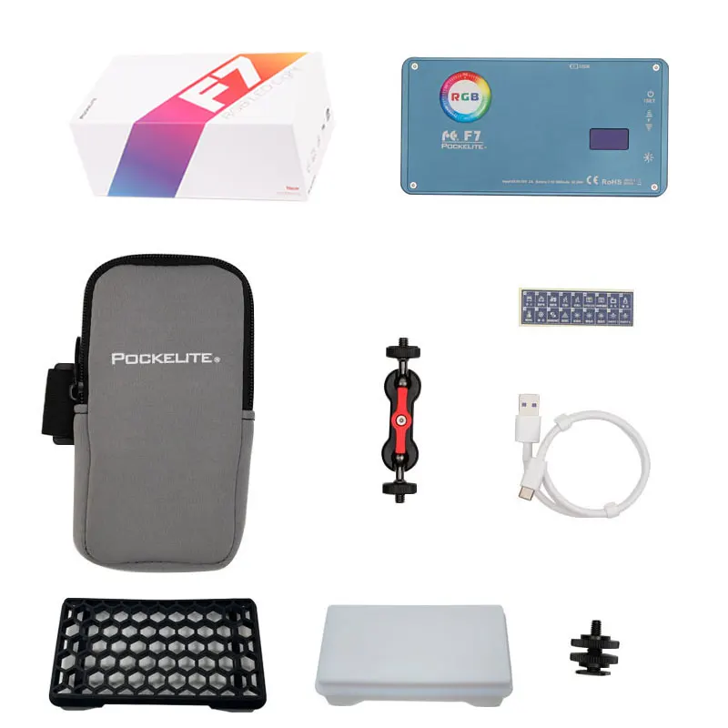 kit-set เหยี่ยวตา 12 วัตต์มินิพ็อกเก็ตไฟ LED RGB บนกล้องแบบพกพาสำหรับวิดีโอ  สตูดิโอ  Youtube  Vlog การถ่ายภาพแสงเติมโคมไฟ F7