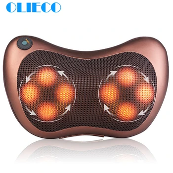 

OLIECO Electrical Massage Pillow Neck Back Leg Waist Shoulder Infrared Heating Therapy Shiatsu Massager Car Seat Pillow Cushion