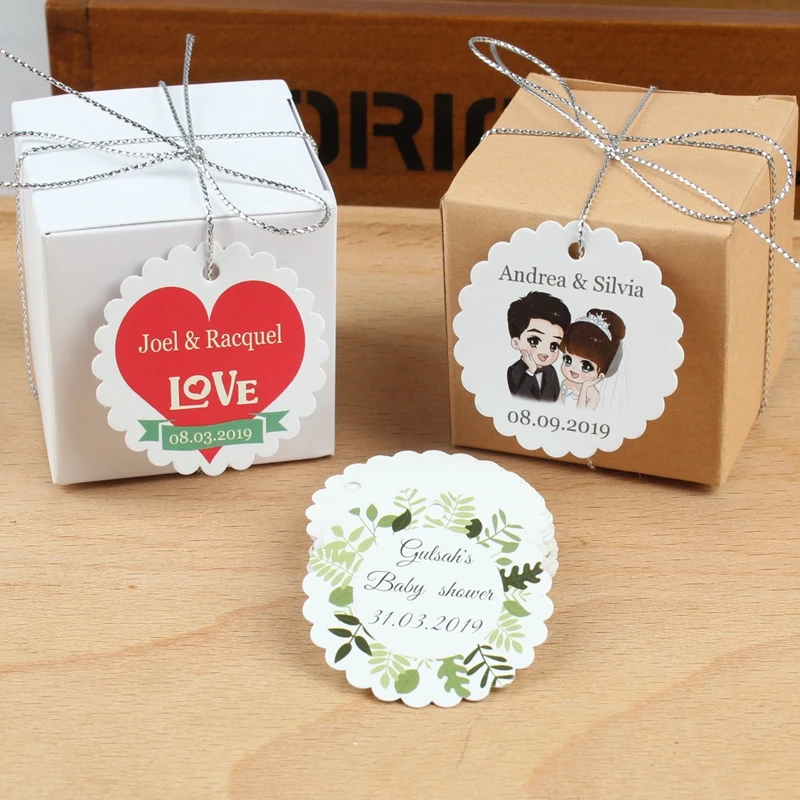  Customized Personalized Wedding Logo tag Birthday Candy Boxes Tags Labels Invitation Label Baptism  - 4000154668622