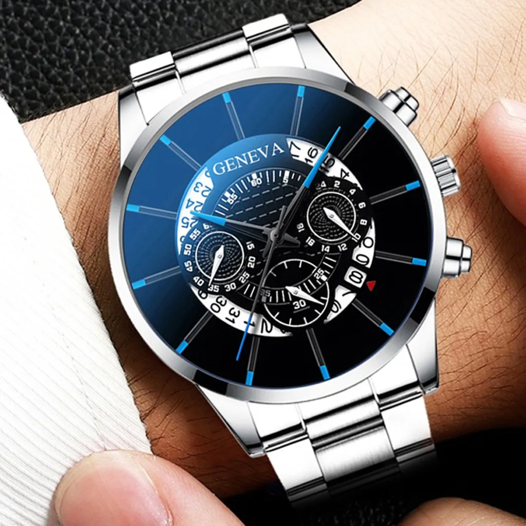 Fashion Cool Unique Digital Literal Multi Layer Dial Men Quartz Mesh Belt Watch Automatic Luxury Clock Men Waterproof Mechanic