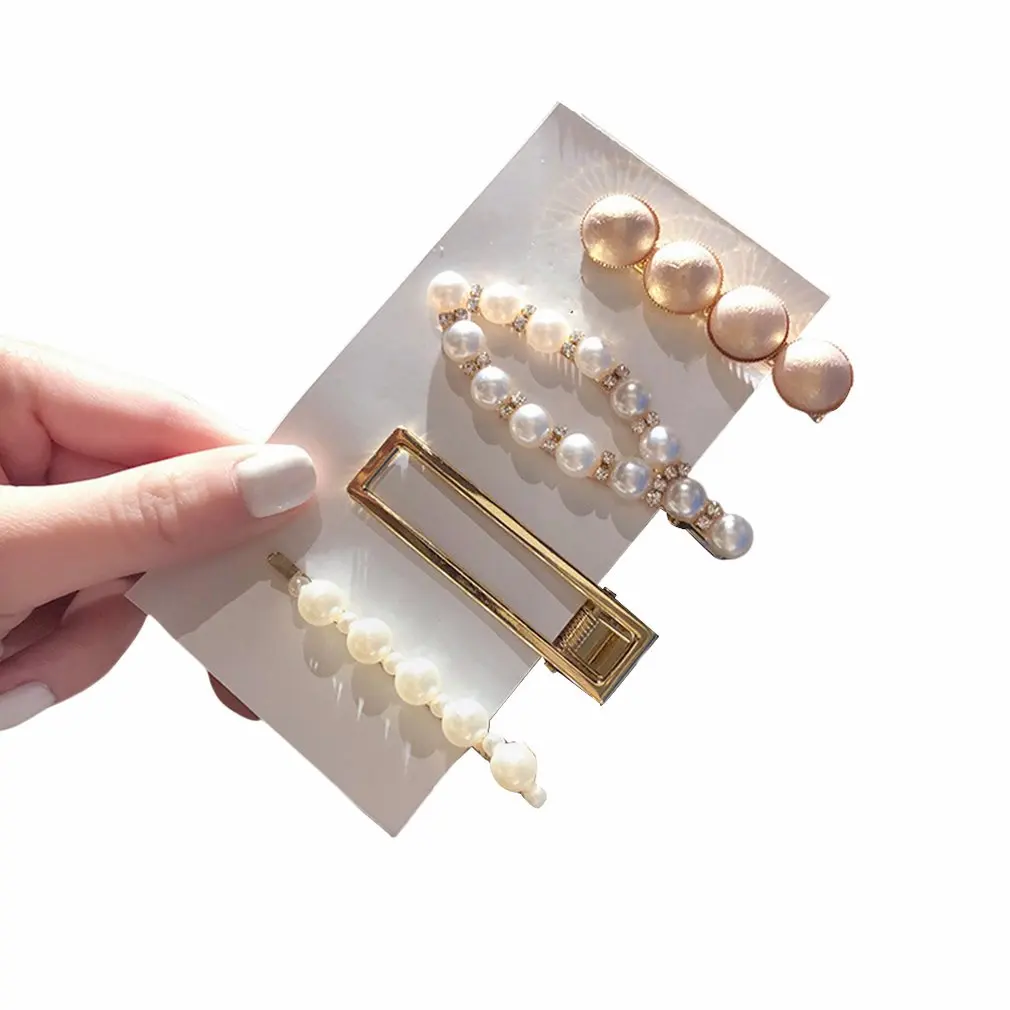 4PCS 02 Модные женские элегантные жемчужные заколки для волос, милые головные уборы для волос, шпильки с орнаментом, заколки, повязка на голову, аксессуары для волос - Цвет: 4PCS 02