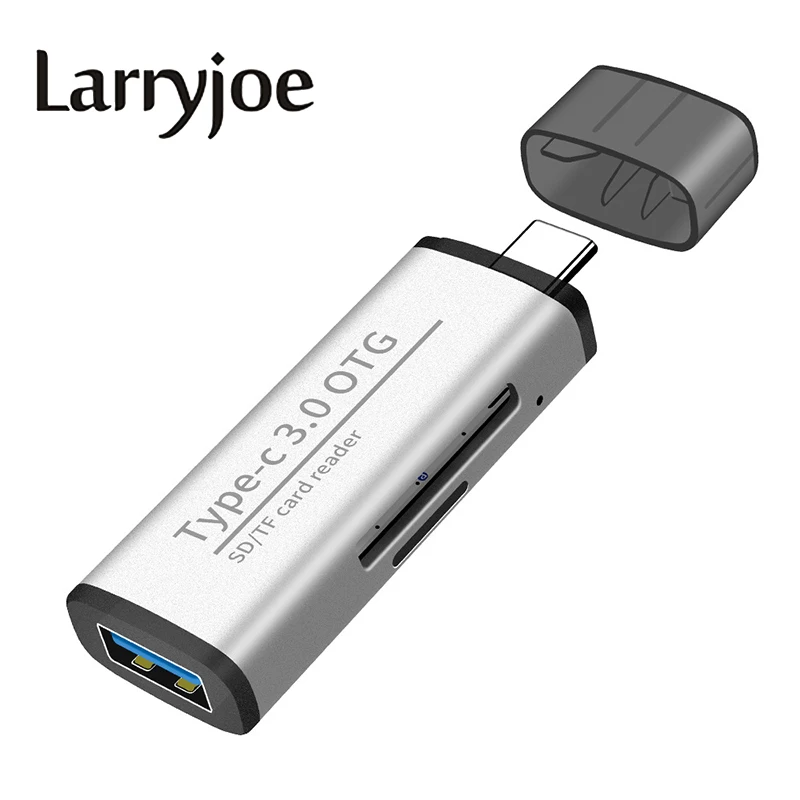 Larryjoe type-c otg кард-ридер sd tf карта компьютер Android мобильный телефон Многофункциональный кард-ридер USB3.0 концентратор - Цвет: Серебристый