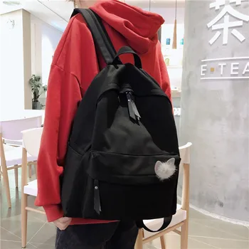 

2020 New Women Waterproof Nylon Backpack Solid Color Backbag Ladies Travel Bagpack School Bag for teenager Girls mochila mujer