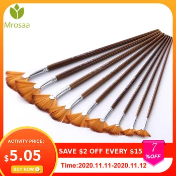 

9Pcs Painting Brush Set Fan Shaped Nylon Hair Gouache Watercolor Acrylic Oil School Drawing Tool Brush Art Supplies Brushes