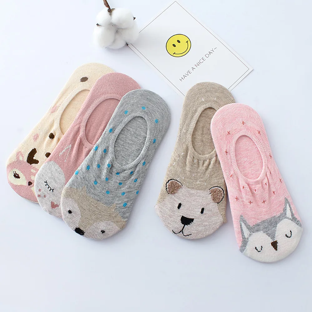 

KLV socks harajuku women Unisex Animal Print Comfortable Cotton Sock Slippers Short Ankle Socks носки женские free deliveryD5