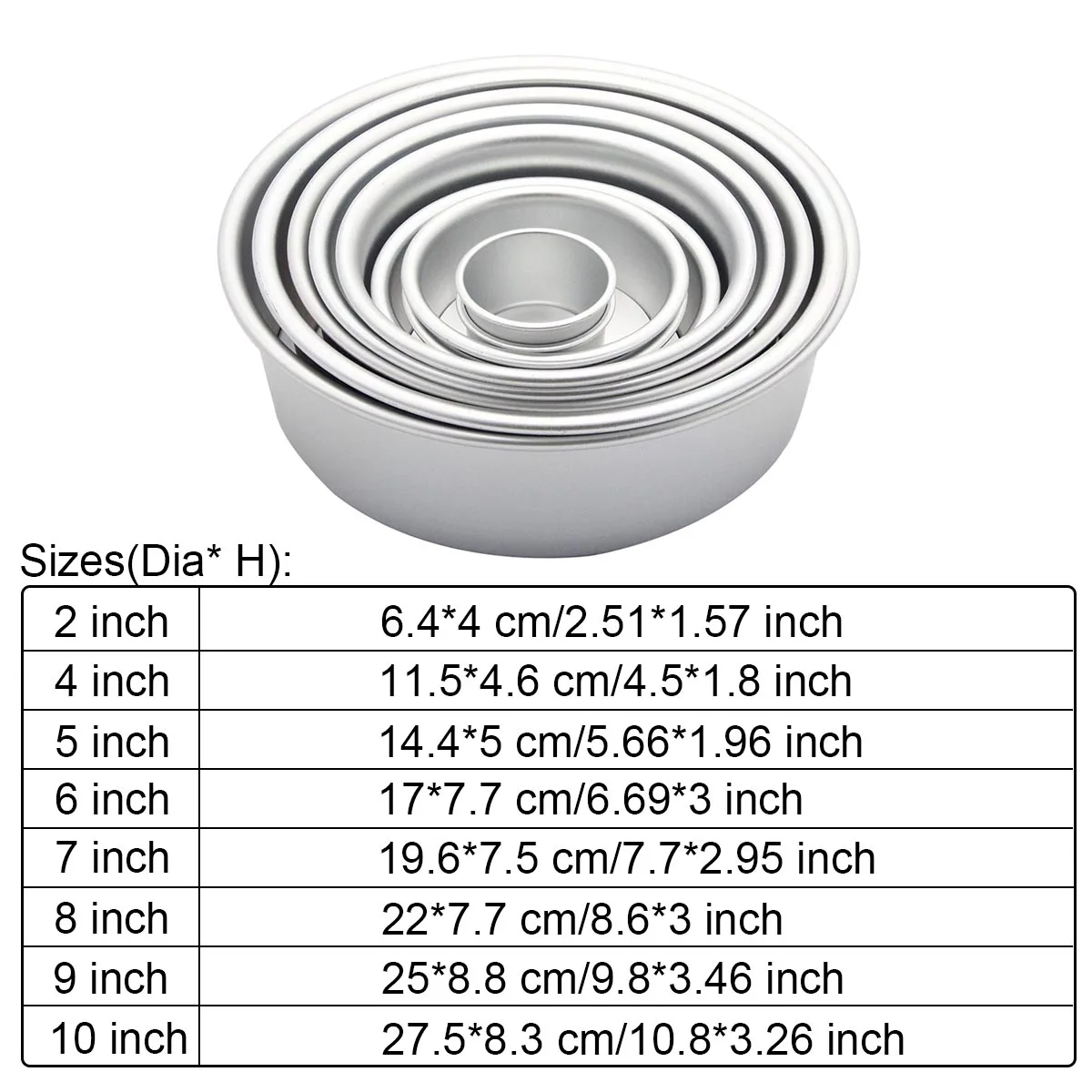 4/5 inch Round Alloy Cake Pan Non-stick Baking Mould Removable Bottom Mold 