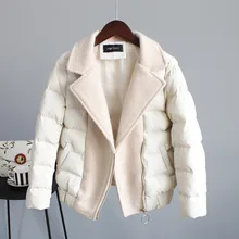 FAKUNTNCotton-padded Elegant Long Sleeve  Coat Sweet Women Jacket Thicken 2021 Winter New Trend Stitching Queen Casual