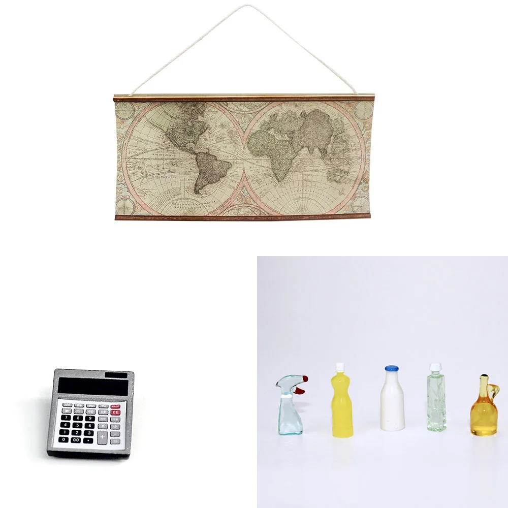 

1:12 Dollhouse Map Calculator Kitchen Seasoning Daily Use Accessories Mini Miniature Ornaments