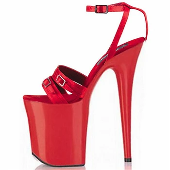 

2019 new sky-high heels sandals nightclub sexy runway shoes red 20CM heels