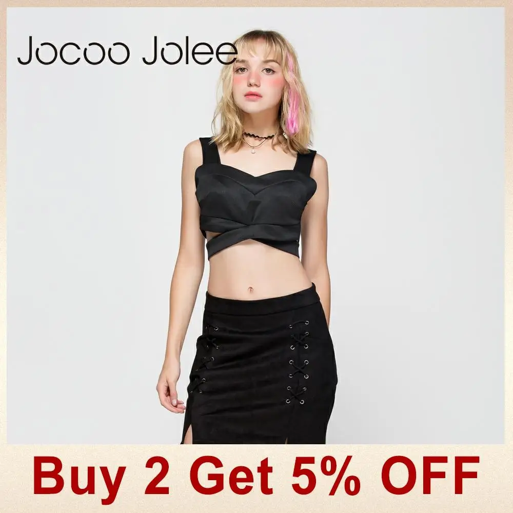Jocoo Jolee Осенняя кожаная замшевая юбка-карандаш на шнуровке, зима, перекрестная юбка с высокой талией, на молнии, с разрезом, облегающие короткие женские юбки