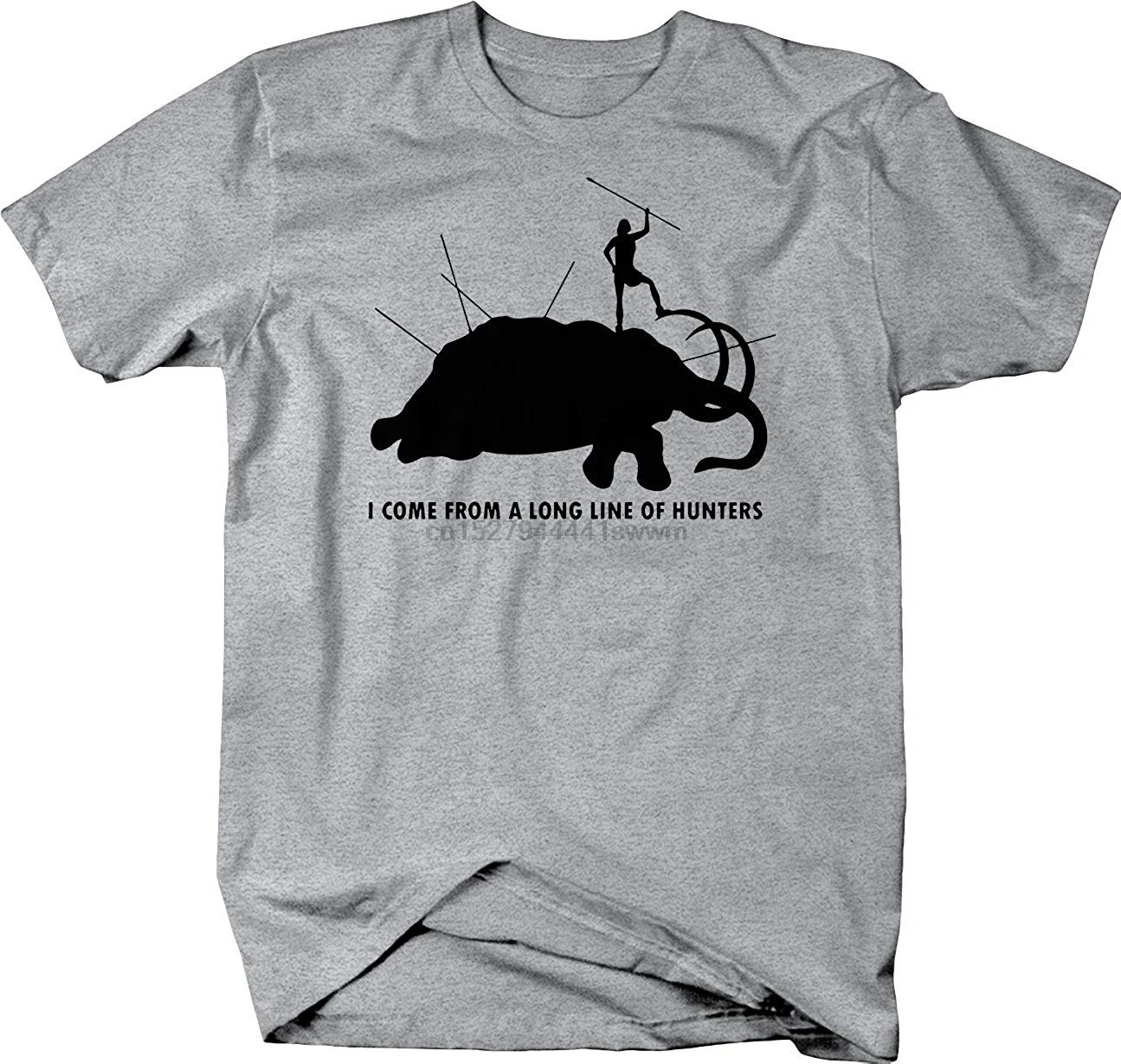 

I Come from Long Line of Hunters Wolly Mammoth Caveman T-Shirt Men T Shirt Great Quality Funny Man Cotton