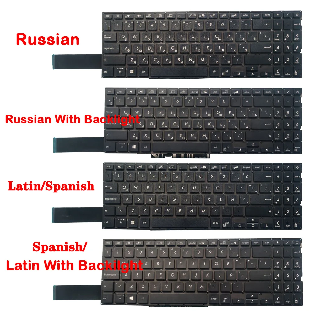 Teclado para Notebook para Asus sp Espanhol Latino la Russo ru Asus Mars15 X571 X571g X571gt X571u X571f K571 F571g F571gt Vx60g