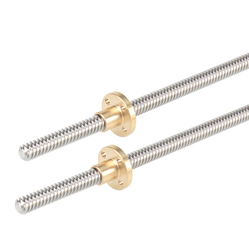 T8 Lead Screw OD 8mm Pitch 2mm Lead 2mm 100mm-500mm Brass Nut 3D Printer