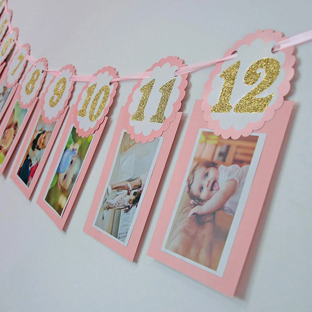 

Baby Birthday Recording Banner Boy Girl Party Photo Bunting Decoration Ornament