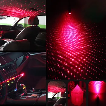 

1pc Car Convenient Usb Starry Light Decoration Projector Light Atmosphere Light Car Roof Star Light Home-Pink
