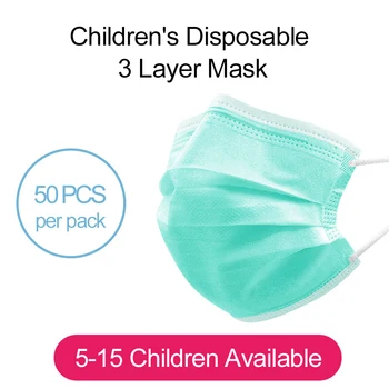 

50PCS Children's 3 Layer Disposable Masks Kids' Breathable Anti-Dust Protection Earmuffs 2020 New Student's Face Mask In Stock