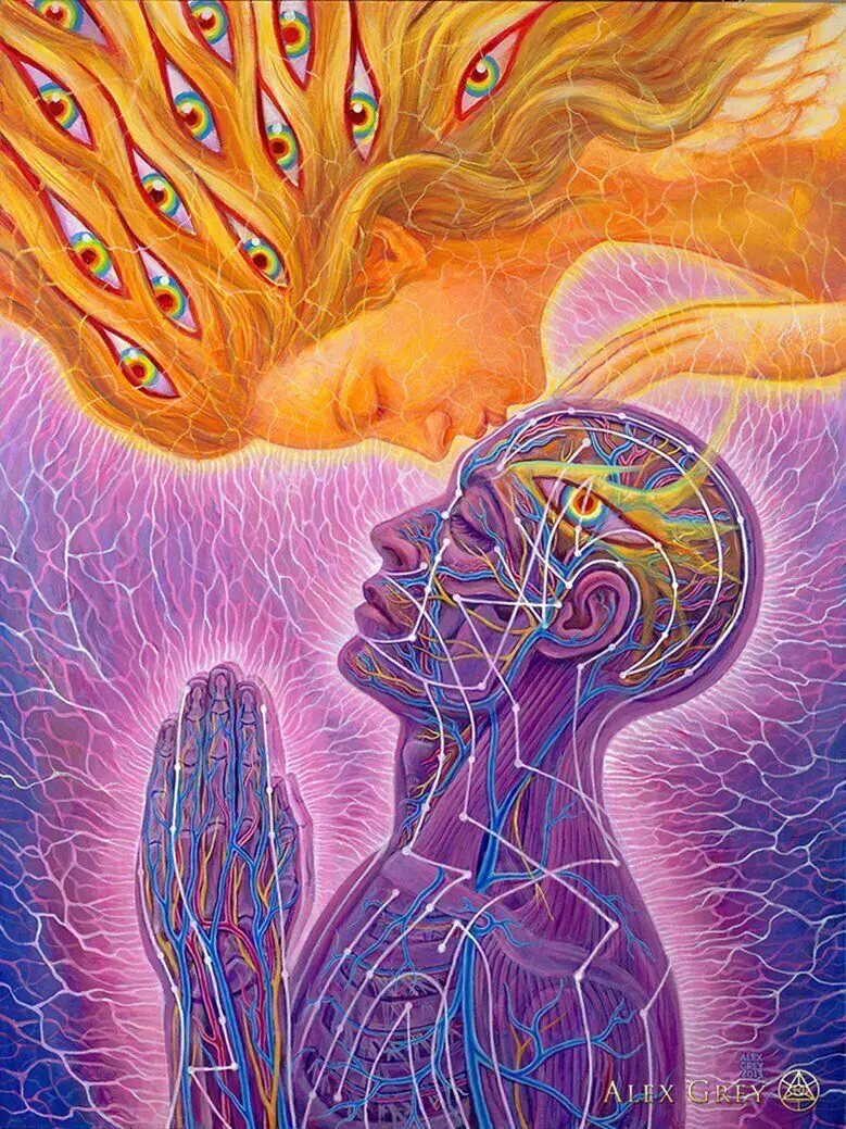 Абстрактный Шелковый художественный принт Trippy Alex Grey художественное украшение