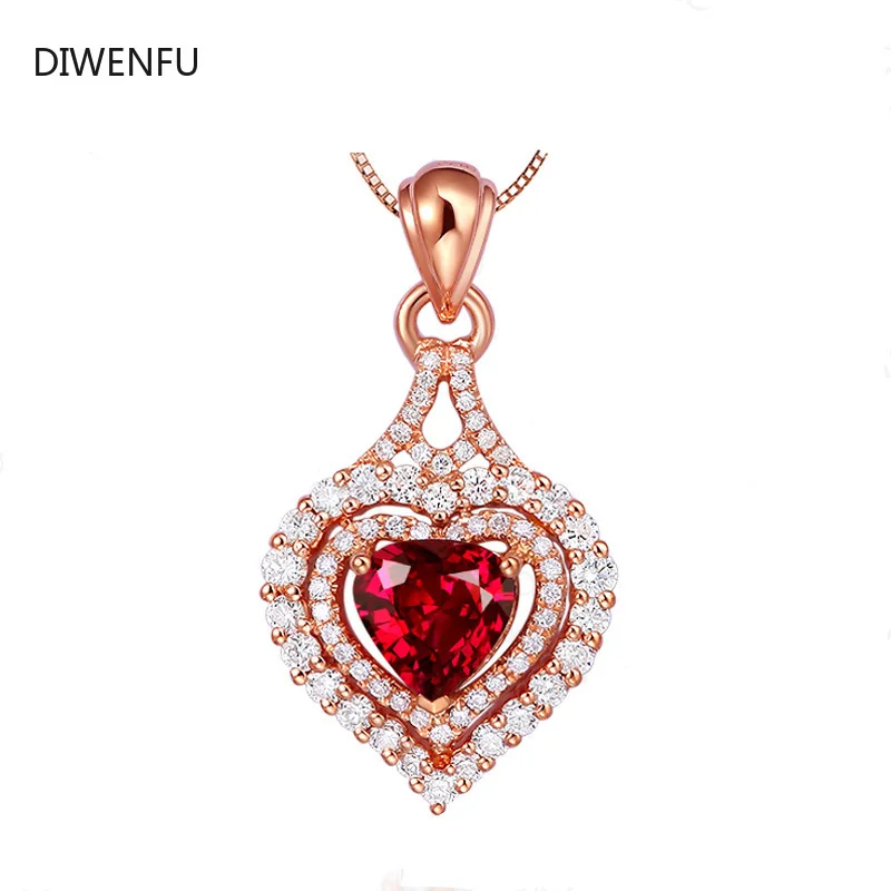 

Natural Ruby 14K Rose Gold Necklace Pure Bizuteria Pendant Females Fine Pierscionki Jewelry 14K Rose Gold Colgante Pendant