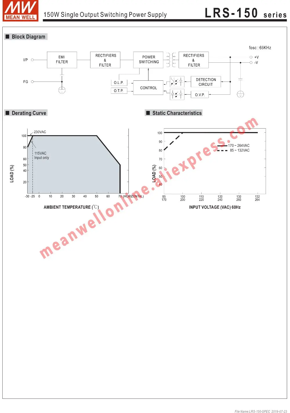Бренд Mean Well представляет LRS-150-12V 15V 24V 36V 48V Переключая Питание meanwell AC/DC 150 Вт один Выход