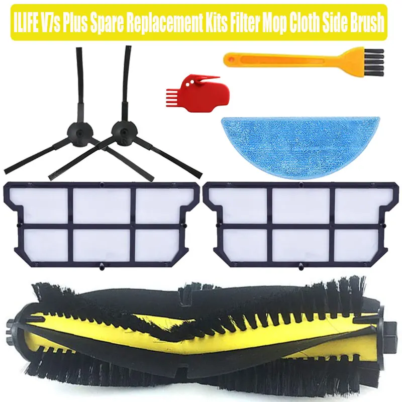 

ILIFE V7s Plus Spare Replacement Kits Filter Mop Cloth Side Brush