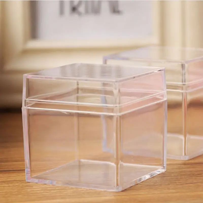 

Clear Acrylic 5 Sided Jewelry Display Storage Box Case Square Cube Props Box Plastic Storage