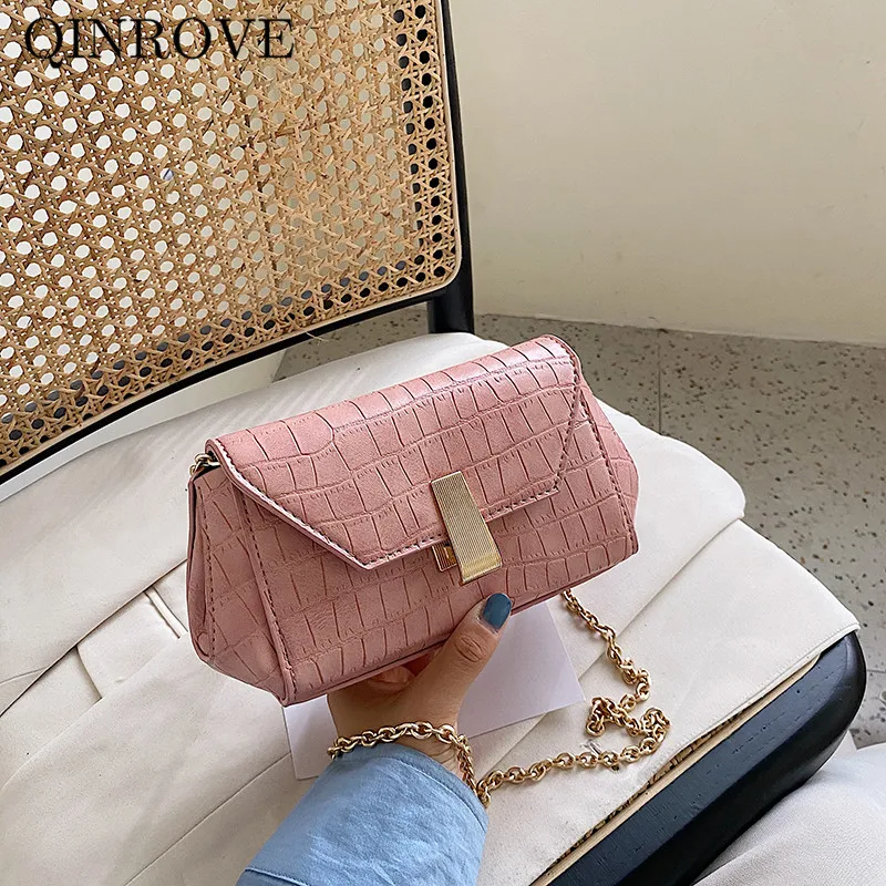 

With Chains Shoudler-bag for Women 2020 Trand PU Leather Crossbody-bag Ladies Small Mini Neverfull Bag Flap Casual Solid Color