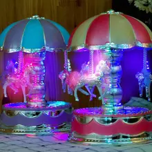 Светодиодный светильник с изображением лошади, карусель, круглая музыкальная шкатулка для детей, рождественские подарки на день рождения, Y4QA