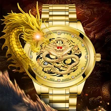Nowe złote męskie zegarki Top marka luksusowe chiński smok zegarek biznes pełna stal kwarcowy zegar mężczyzna czas Relogio Masculino 2021 tanie i dobre opinie TEVISE 24cm Moda casual QUARTZ 3Bar Zapięcie bransolety CN (pochodzenie) STOP 11mm Hardlex Kwarcowe zegarki Papier 41mm