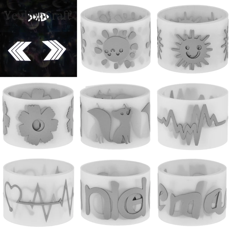 Chzimade Smile Flower Heat Transfer Reflective Sticker Vinyl Film craft vinyl film craft vinyl sticker reflective tape sticker 100x3cm For Clothing Diy Sewing Accessories Supplies