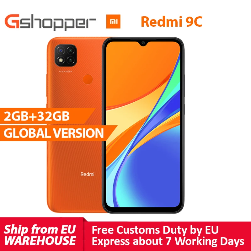 Global Version Redmi 9C 2GB 32GB Octa-core CPU Smart phone 13MP AI Triple Camera 6.53” Large Display 5000mAh Battery