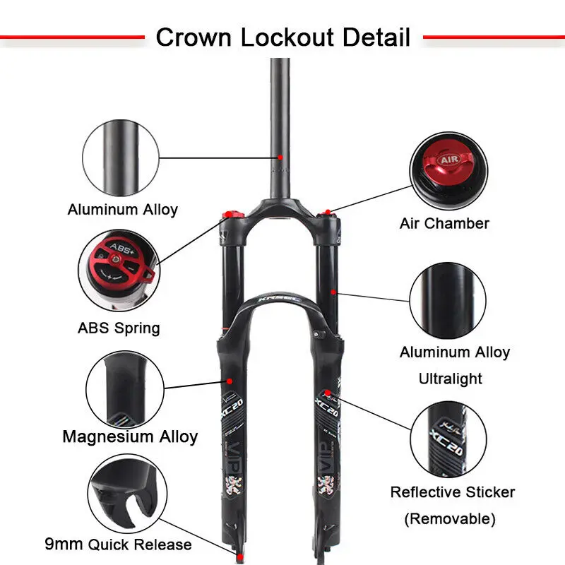 KRSEC подвесная вилка 26 ''27,5'' 29 ''MTB велосипед 120 мм Воздушный шок 1-1/8" горный велосипед вилки путешествия 9 мм QR адаптер PM 180 мм