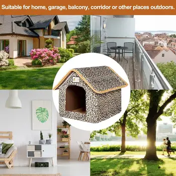 

Outdoor Pet House Leopard Print Waterproof Stray Cat Shelter for Dogs Mat Sofas Kennel Beds Cats
