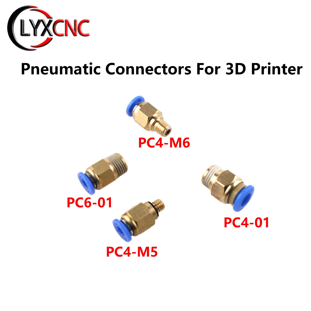 

3D Printer Pneumatic Connectors Bowden Quick Coupler PC4-01 PC6-01 PC4-M5 M6 1.75mm 3mm PTFE tube for J-Head extruder Fittings