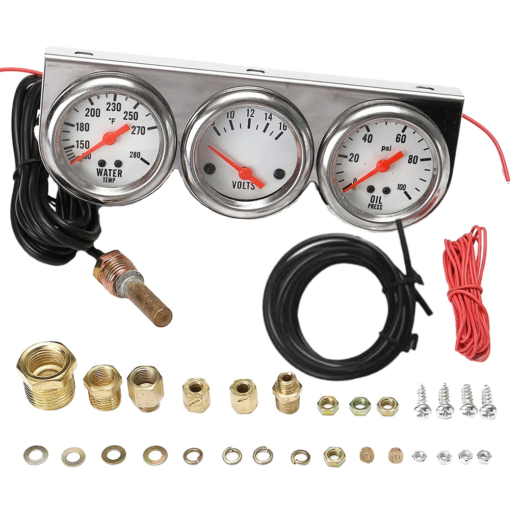 UNIVERSAL OIL PRESSURE WATER TEMP VOLTAGE VOLT TRIPLE GAUGE SET PANEL