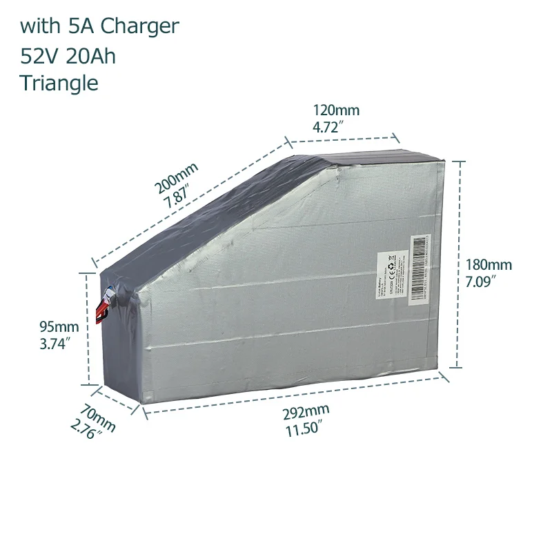 Литий ионный аккумулятор для электровелосипеда 52 в 30 А · ч|triangle battery|battery for electric