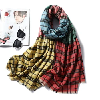 

2020 Fashion Plaid Women Scarf Winter Cashmere Pashmina Lady Shawls Wraps Bandana Bufanda Female Foulard Scarves Neckerchief New
