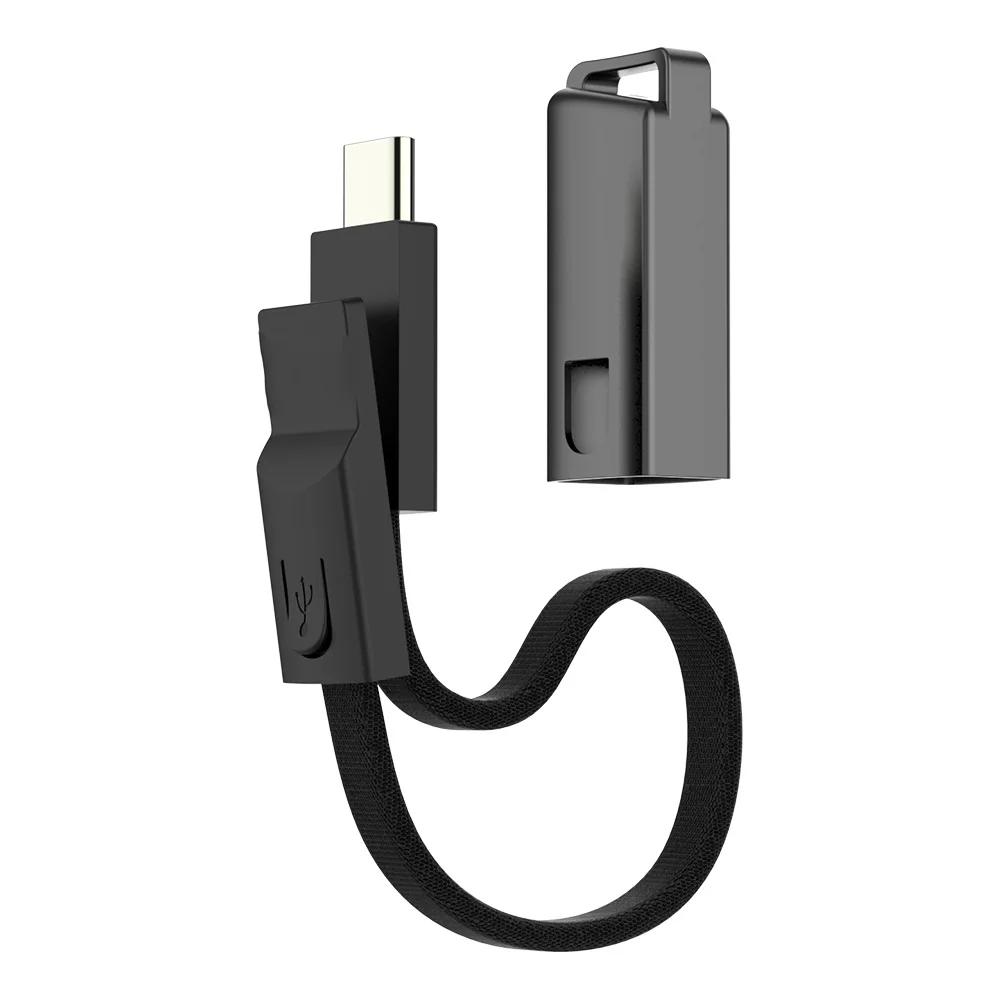 Черный Мини usb type C Mirco usb кабель брелок многофункциональная Быстрая зарядка Портативная зарядка Синхронизация данных зарядное устройство для samsung Xiaomi - Цвет: Черный