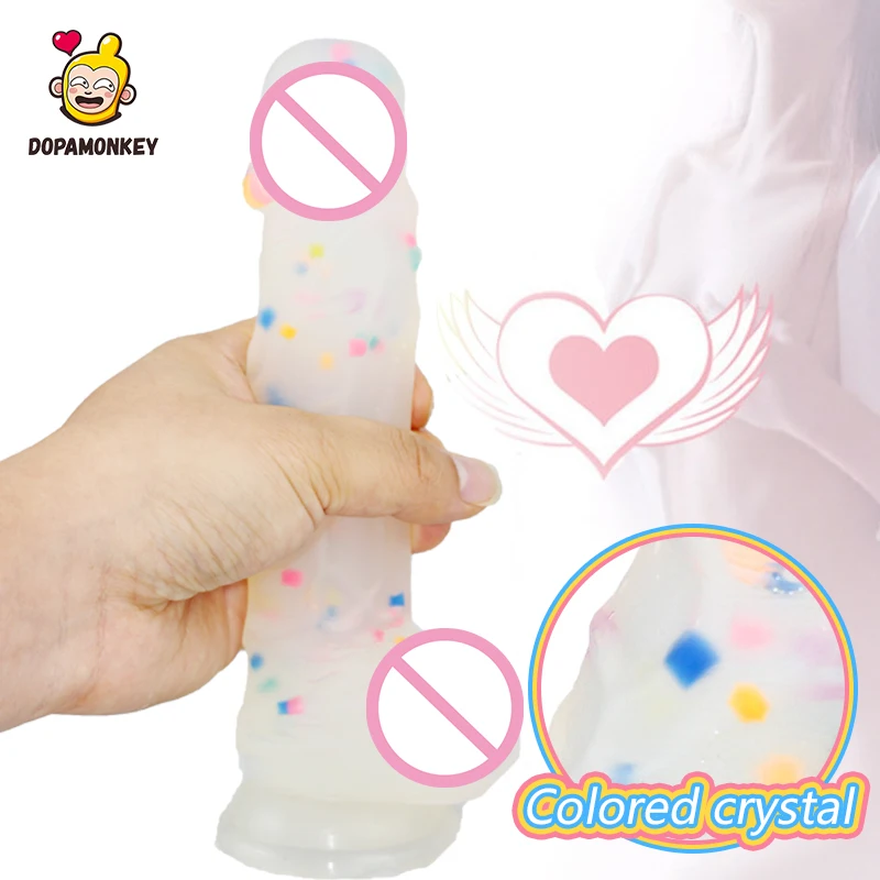 

Jelly Multicolour Dildo for Female Masturbation Strong Suction Cup Penis Sex Toy for Women Massage Realistic Penis G-Spot Orgasm