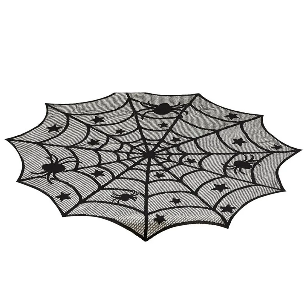 

2019 New Halloween Spiderweb Tablecloth Black Lace Bat Spider Party Table Decor Curtain Halloween Decoration