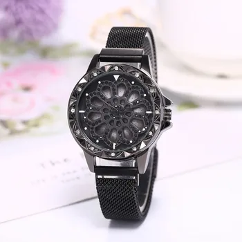 

Women Fashion Quartz Watch Stainless Steel Case Round luxurious Couple Watches For Lady orologio donna
