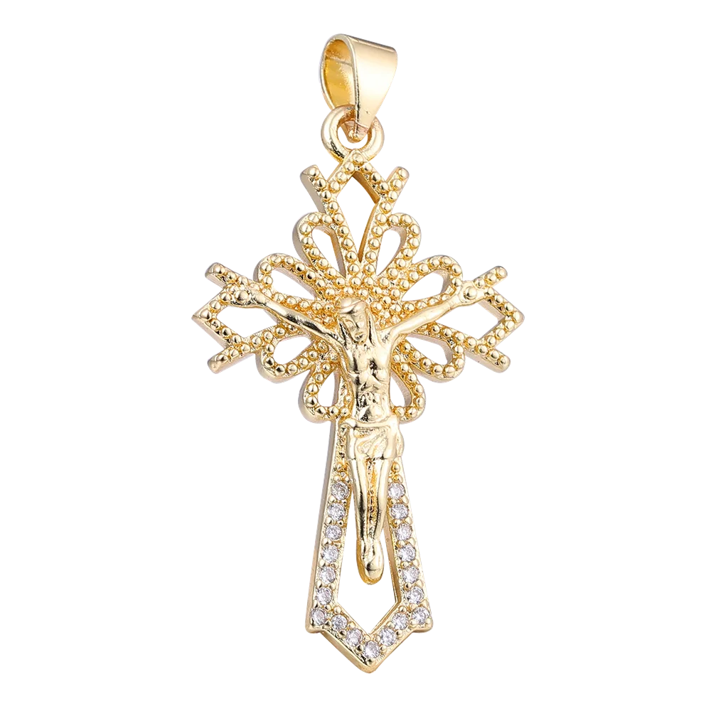 Juya DIY 18K Echtgold vergoldet Großhandel Christian Kreuz Charms für handgemachte Weihnachten religiöse Rosenkranz Anhänger Schmuckherstellung – Detail 23