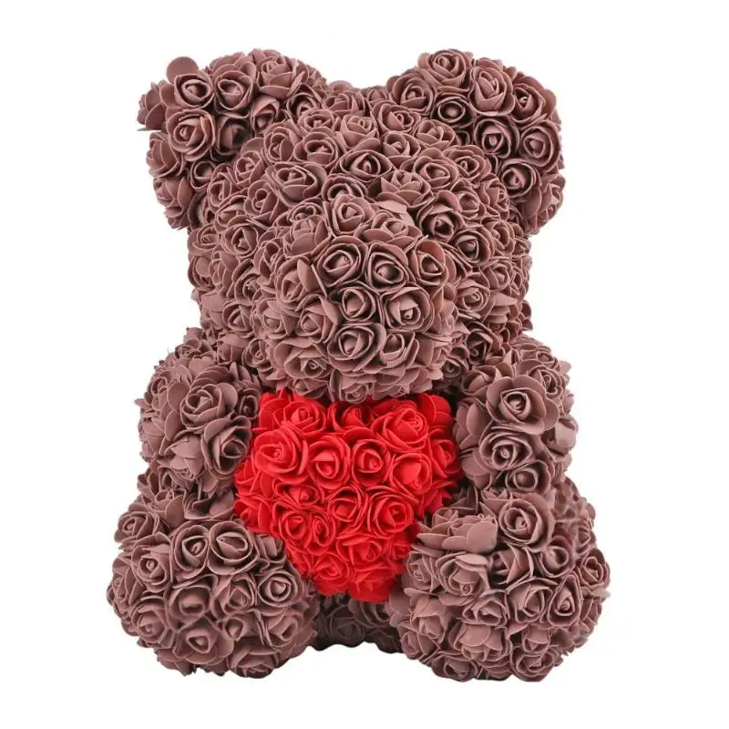 Прямая поставка 40 см розовый медведь сердце искусственный цветок Роза плюшевый медведь для женщин День Святого Валентина Свадьба День рождения Рождественский подарок