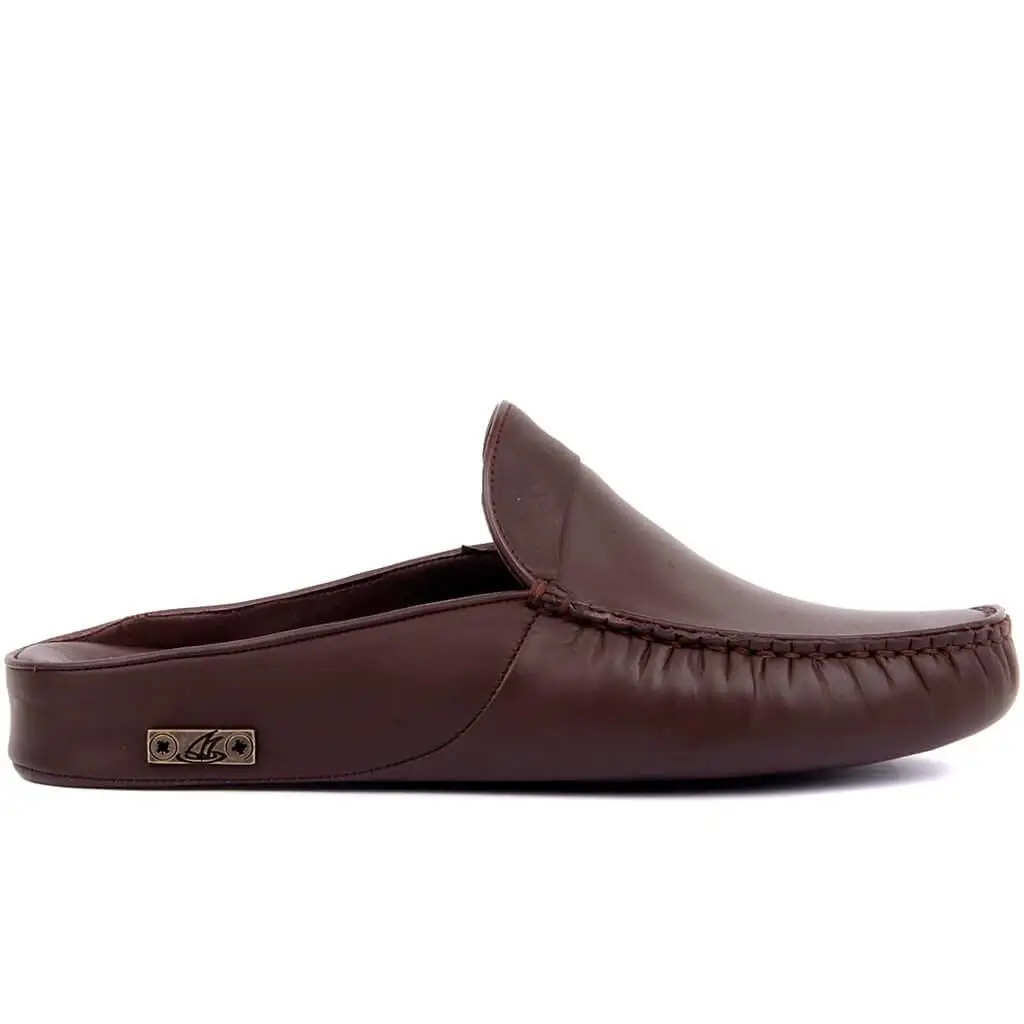 

Sail Lakers-Brown Leather Men 'S Home Slipper